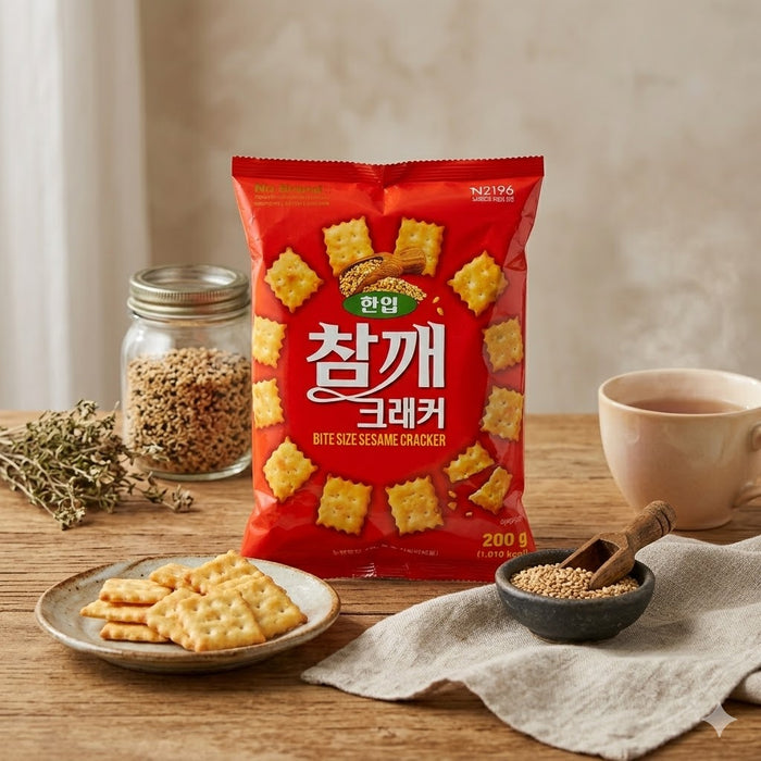 NoBrand Bite Size Sesame Crackers Korean Crispy Snack 200g – Savory Crunch Crackers