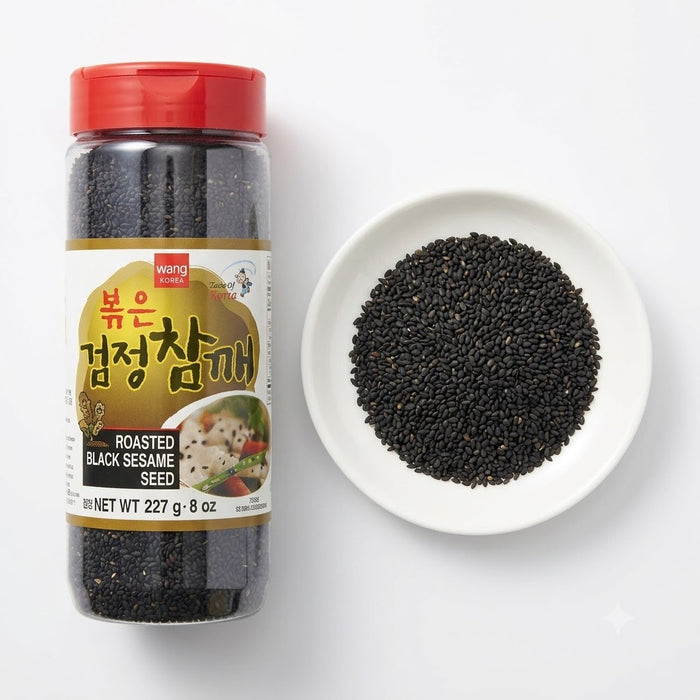 WANG Roasted Black Sesame Seeds 227g – Premium Korean Toasted Black Sesame for Cooking, Rice & Baking