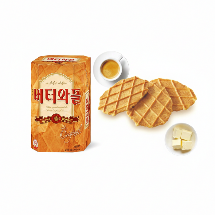CROWN Butter Waffles Crispy Korean Waffle Cookies 135g