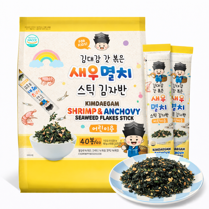 KimDaegam Kids Stick Crispy Seaweed Flakes Shrimp & Anchovy 10g × 15 Packs