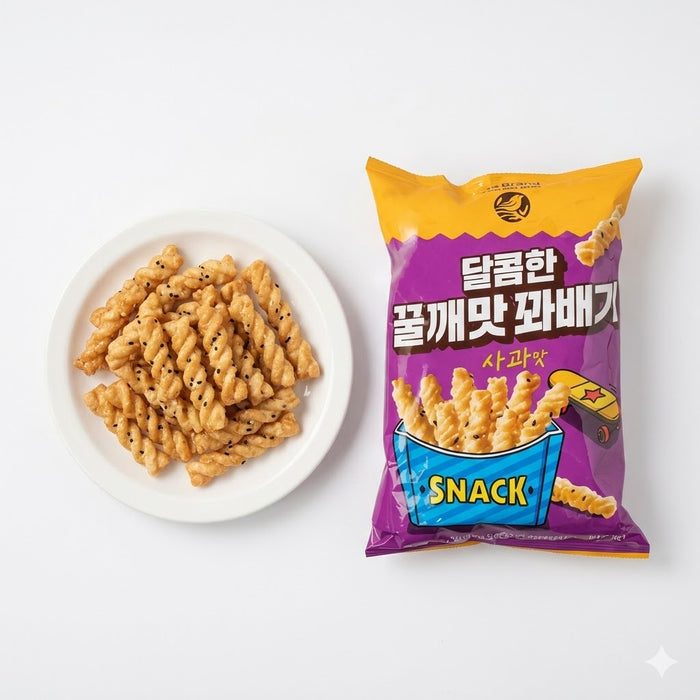 NoBrand Sweet Honey Sesame Twist Snack Apple Flavor Korean Traditional Crispy Snack 100g