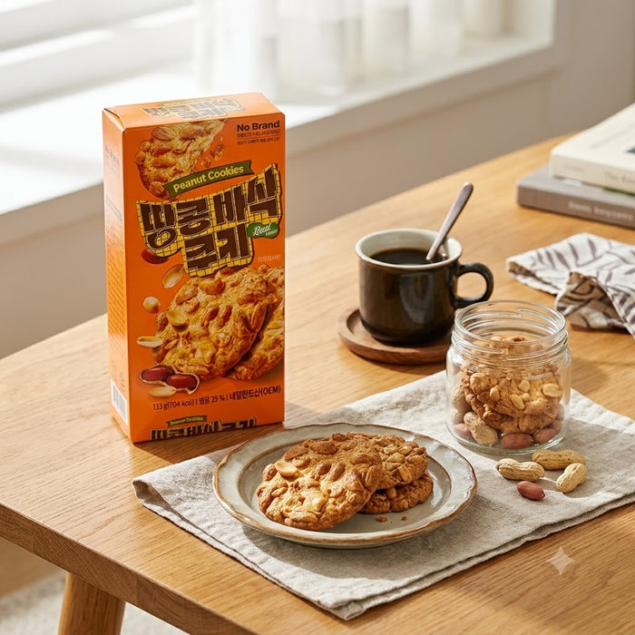 NO BRAND Crunchy Peanut Cookies with 25% Peanuts 133g