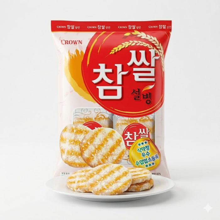크라운 쌀과자 설병 - 한국 전통 바삭한 쌀과자 128g