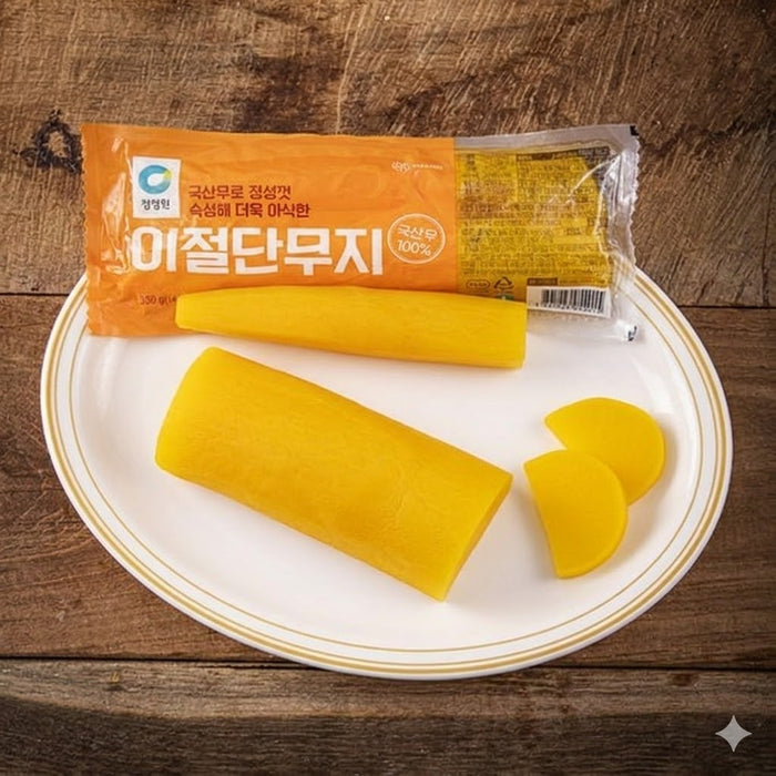 Chung Jung One Half-Cut Pickled Radish Danmuji for Korean Side Dish & Kimbap 350g
