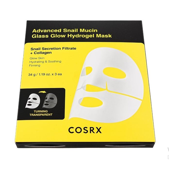 COSRX 高级蜗牛粘蛋白玻璃光泽水凝胶面膜，3片
