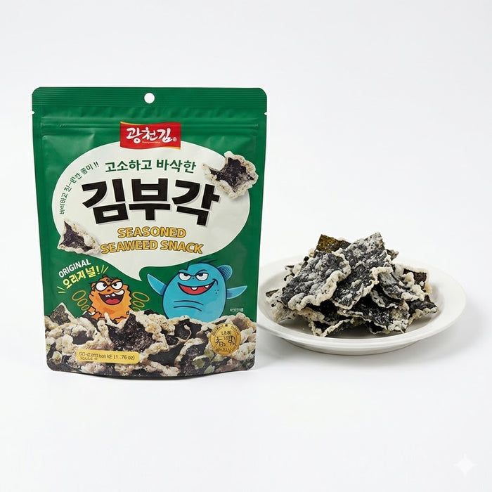 KWANGCHEON Crispy Seasoned Seaweed Bugak Original Korean Seaweed Snack 50g