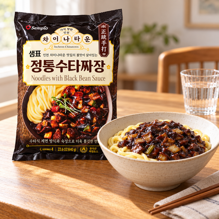 SEMPIO Chinatown Jjajangmyeon Korean Black Bean Sauce Noodles 2 Servings 640g