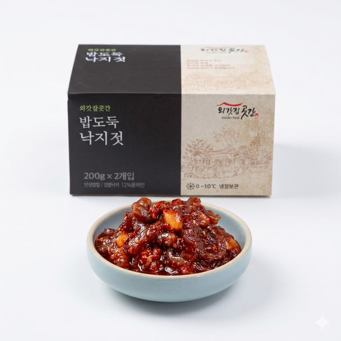 OEGATJIP GOTGAN Korean Seasoned Octopus Jeotgal Salted Seafood 200g × 2 Packs 400g