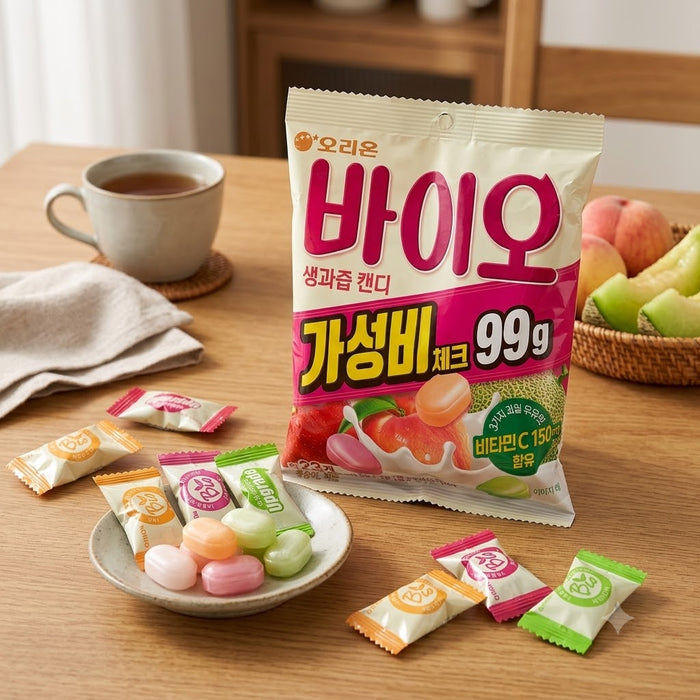 ORION Bio Fruit Juice Candy Peach Apple Melon 99g