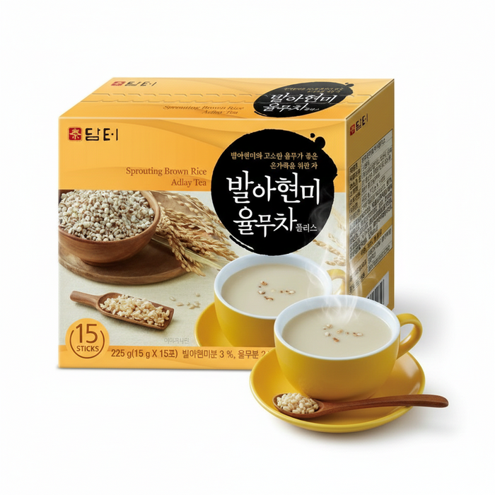 DAMTEO Sprouting Brown Rice & Job’s Tears Tea Sticks 225g (15 × 15g) – Korean Grain Tea