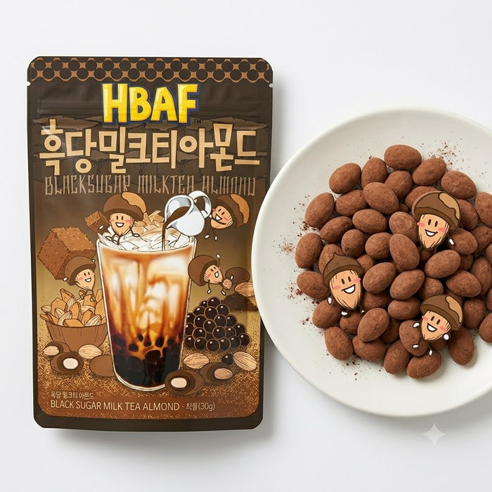 HBAF Brown Sugar Milk Tea Almond Roasted Korean Almond Snack 190g – Bubble Tea Flavoured Sweet Crunchy Nuts