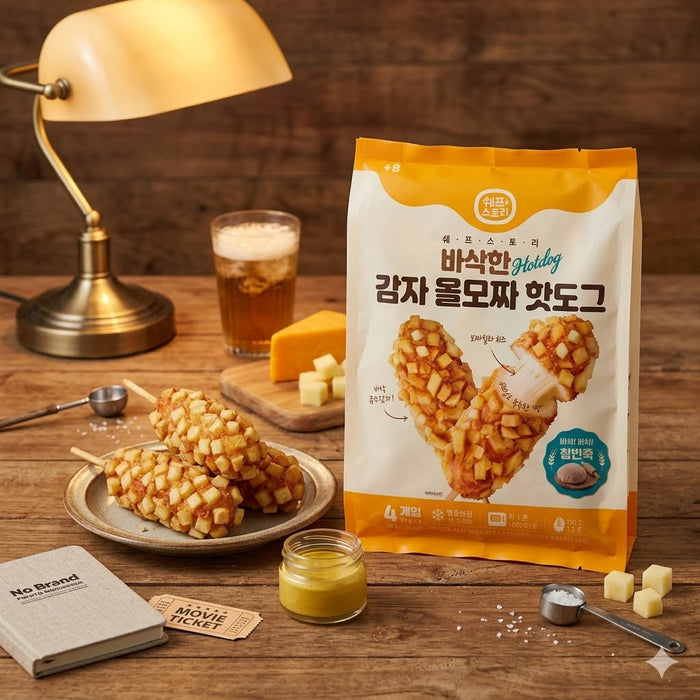 WOOYANG Crispy Potato Whole Mozzarella Corn Dog Korean Frozen Cheese Hotdog 360g (90g × 4)