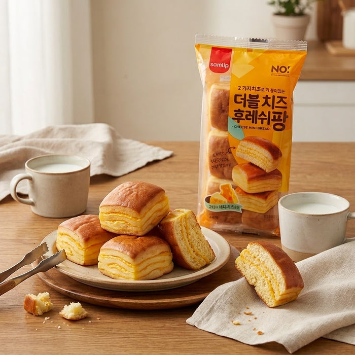 SAMLIP Frozen Double Cheese Fresh Pang – Gouda & Cheddar Mini Bread 98g