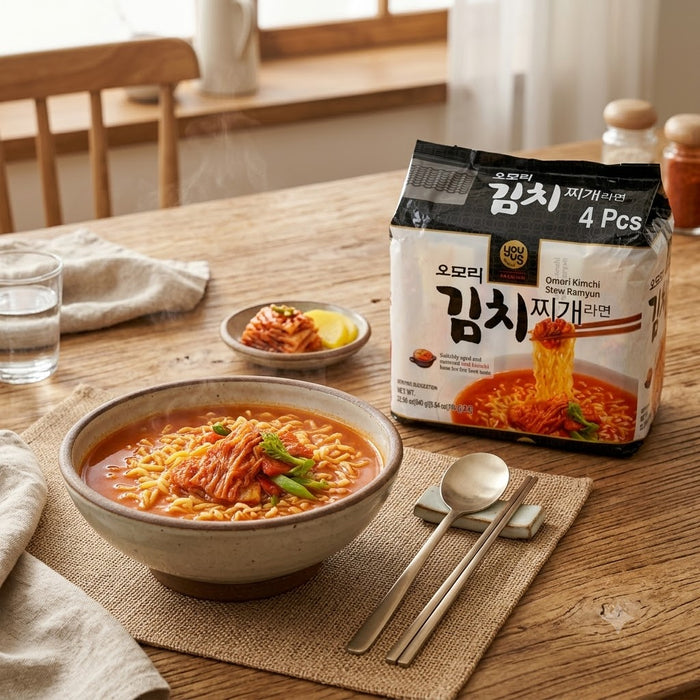 YOUUS 오모리 김치찌개 라면 160g × 4개입