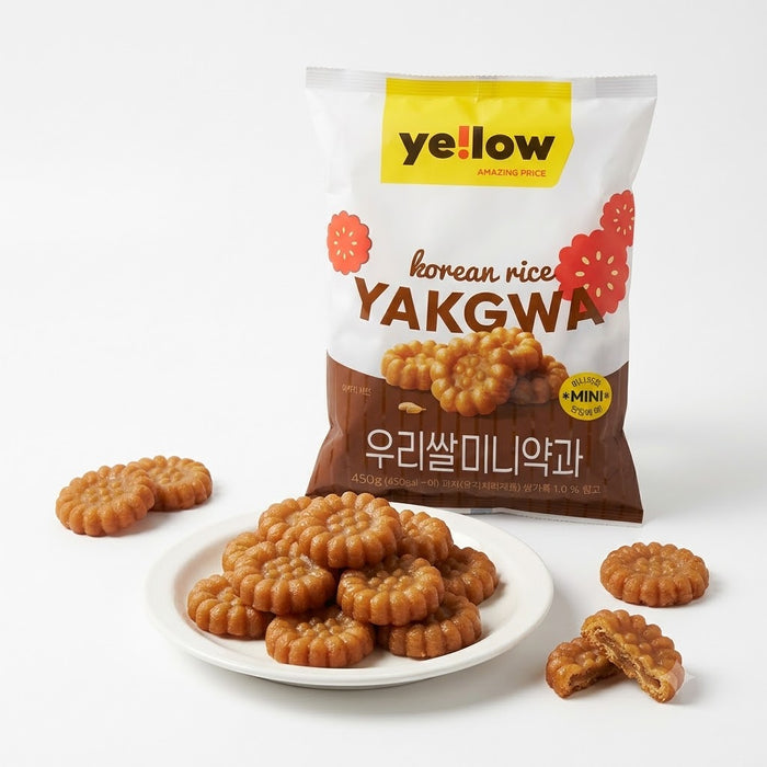 YELLOW Korean Rice Mini Yakgwa 450g – Traditional Korean Honey Cookies
