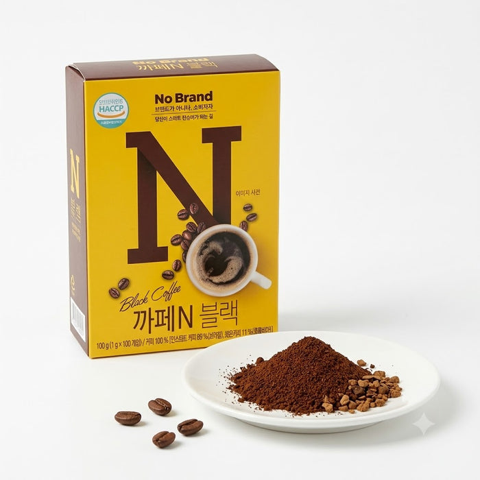 NOBRAND Cafe N Black Instant Black Coffee 100g (1g × 100 Sticks) – Brazilian & Colombian Coffee