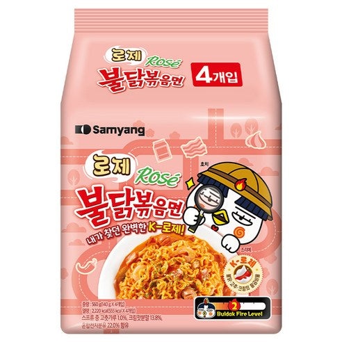 三养 火鸡拌面 玫瑰味 多包装 140g × 4