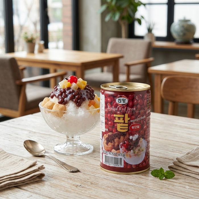 JINYANG Canned Sweet Red Bean 475g – Korean Sweetened Azuki Beans for Bingsu & Desserts