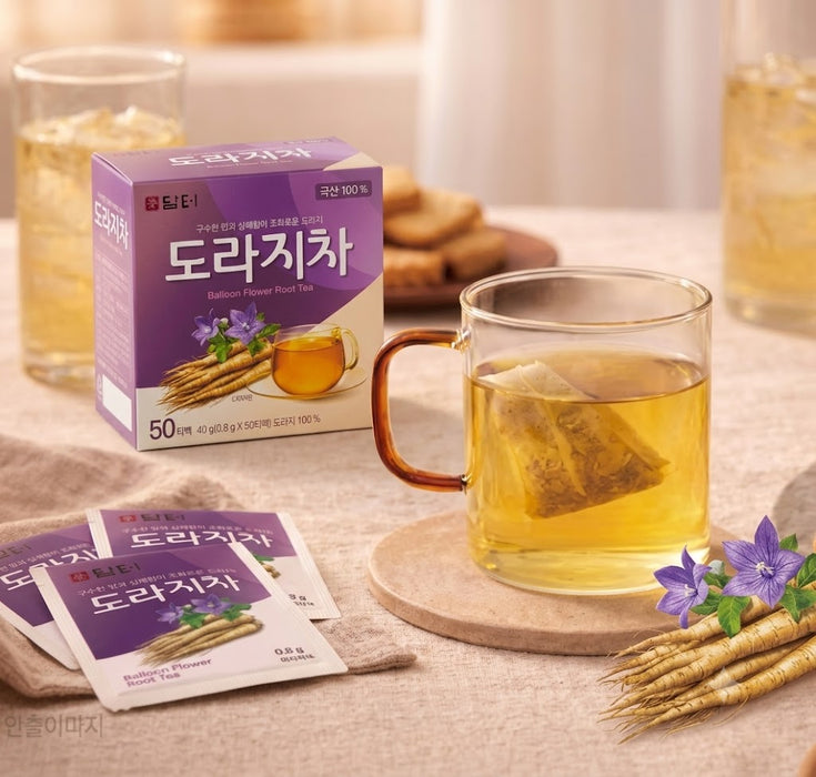 DAMTUH Balloon Flower Root Tea 40g (0.8g × 50 Tea Bags) – 100% Korean Doraji Herbal Tea