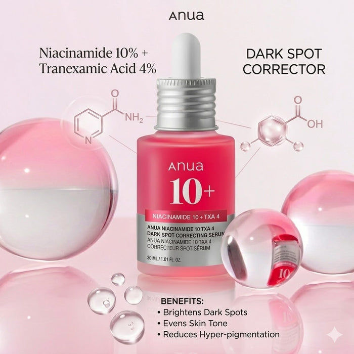 ANUA Niacinamide 10% + TXA 4% Dark Spot Correcting Serum 30ml – Brightening & Hydrating Skincare