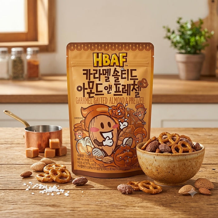 HBAF Caramel Salted Almond & Pretzel Korean Sweet Salty Crunchy Snack 120g