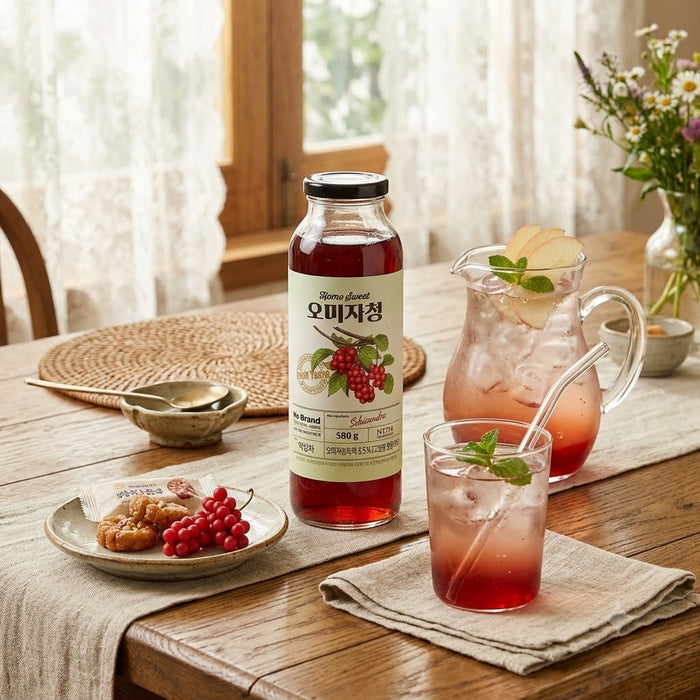 NoBrand Omija Syrup Base 580g – Korean Five-Flavor Berry Concentrate for Tea & Sparkling Drinks