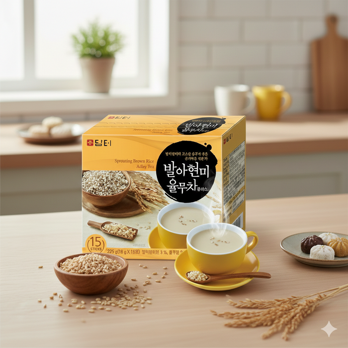DAMTEO Sprouting Brown Rice & Job’s Tears Tea Sticks 225g (15 × 15g) – Korean Grain Tea