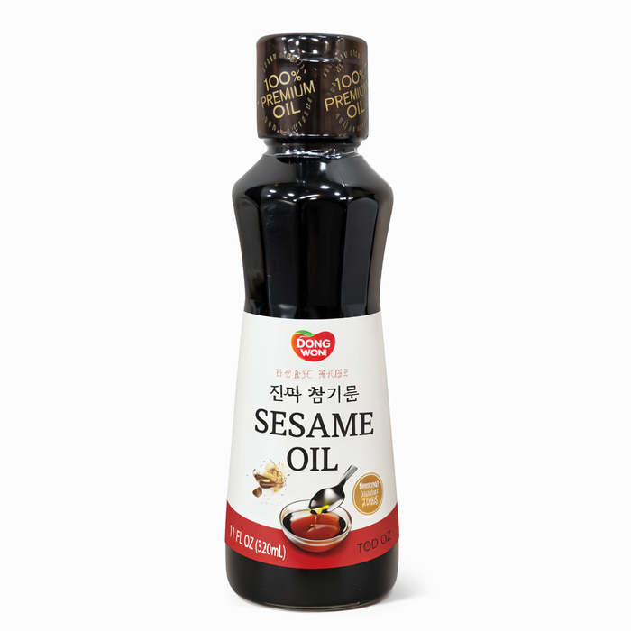 Dongwon Korean Sesame Oil Glass Bottle 320ml – Rich Roasted Sesame Flavor