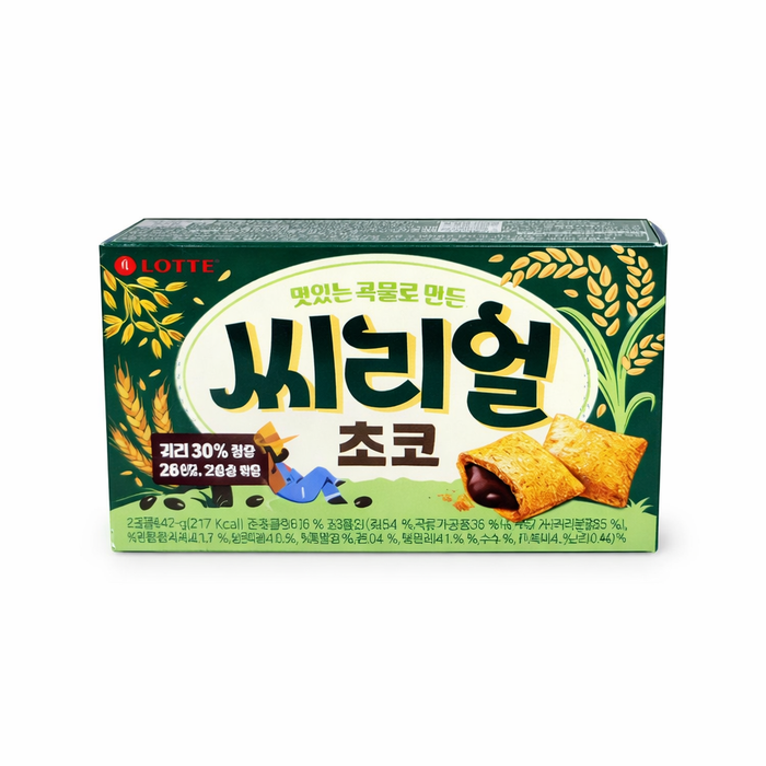 롯데 시리얼 스낵 초코 42g - 바삭한 초콜릿이 들어간 시리얼 비스킷