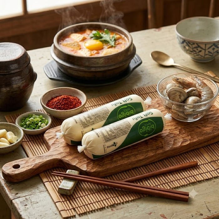 BIBIGO Soon Tofu Soft Korean Silken Tofu 350g – Premium Soft Tofu for Stews, Soups & Salads