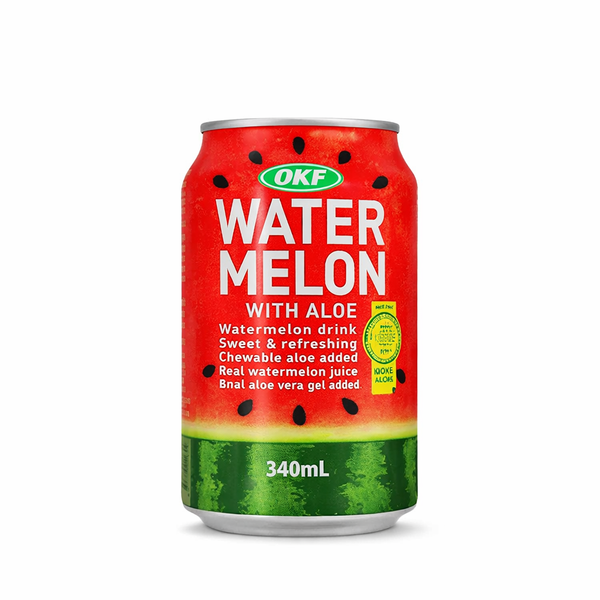OKF Watermelon Drink with Aloe Vera Pulp Can Korean Fruit Beverage