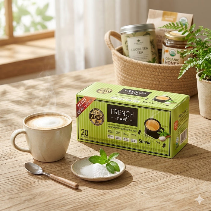 NY French Cafe Coffee Mix with Stevia 20 Sticks – Korean Low Sugar 3-in-1 Instant Coffee