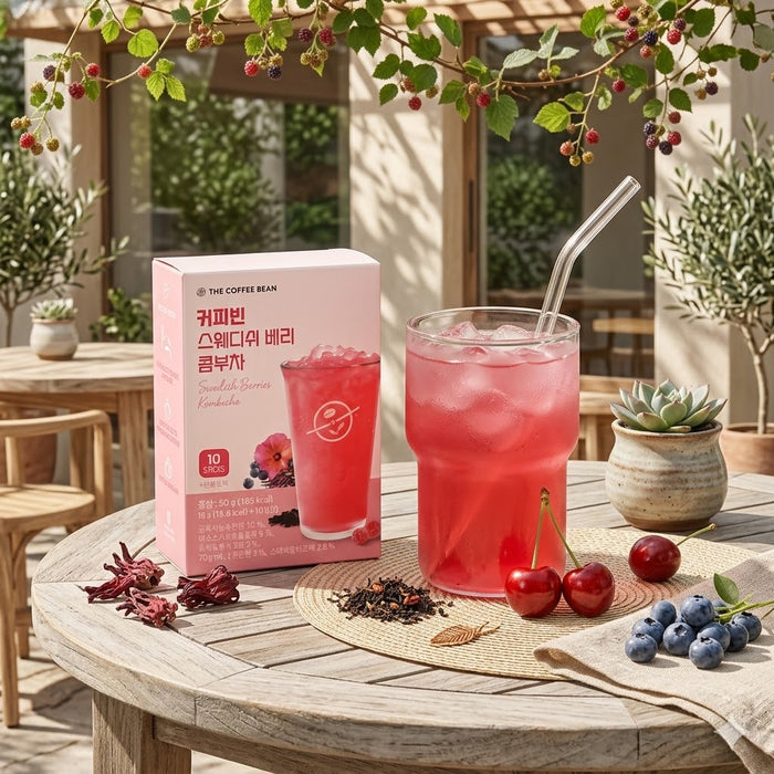 COFFEEBEAN Swedish Berry Kombucha Stick 5g × 10 – Probiotic Berry Kombu Tea Drink Mix