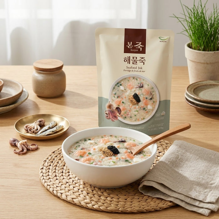 BONJUK Seafood Juk Korean Rice Porridge 500g – Ready-to-Heat Seafood Porridge Pouch