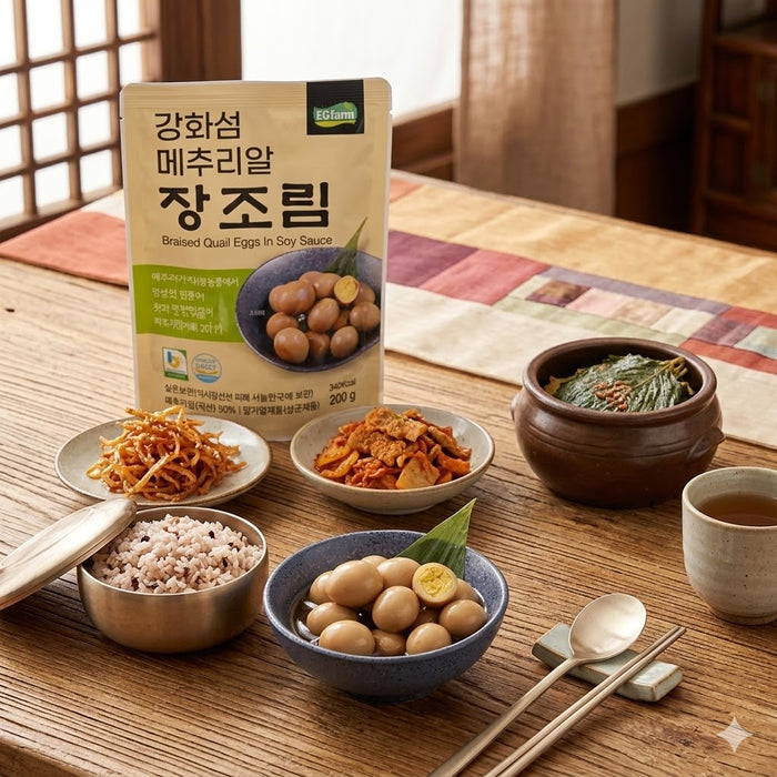GANGHWA ISLAND Braised Quail Eggs in Soy Sauce Korean Jangjorim Side Dish 200g