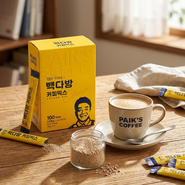 PAIK'S COFFEE Classic Korean Instant Coffee Mix 1.2kg (12g × 100 Sticks)