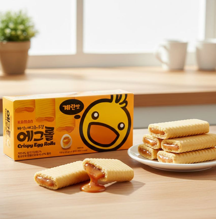 HANMARU Crispy Egg Rolls Original Egg Flavor 240g – Korean Rolled Wafer Snack