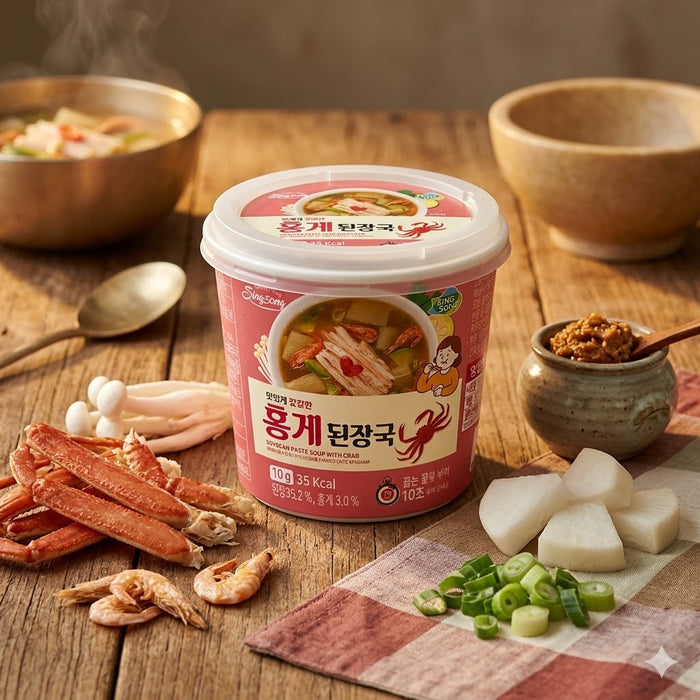SINGSONG Korean Instant Soybean Paste Soup with Crab Spicy Doenjang Soup 10g