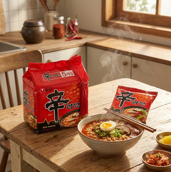 NONGSHIM Shin Ramyun Korean Spicy Instant Noodles Multipack 120g × 5 Packs – Korea's Best-Selling Ramen
