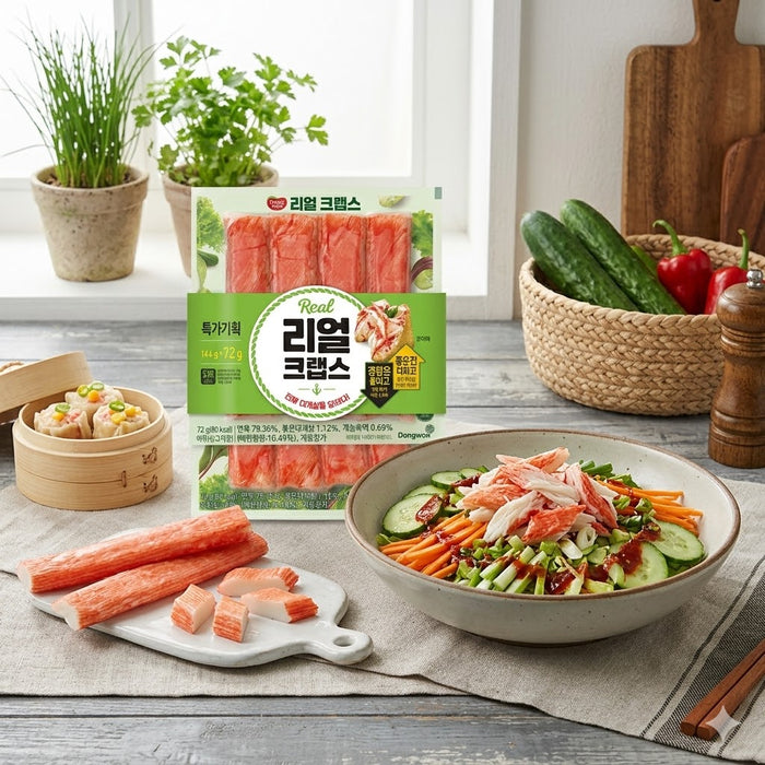 Dongwon Real Crabs Red Korean Imitation Crab Stick Seafood Snack 216g (144g + 72g)