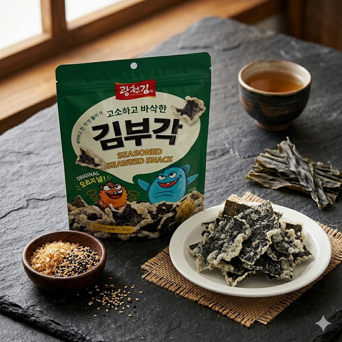KWANGCHEON Crispy Seasoned Seaweed Bugak Original Korean Seaweed Snack 50g