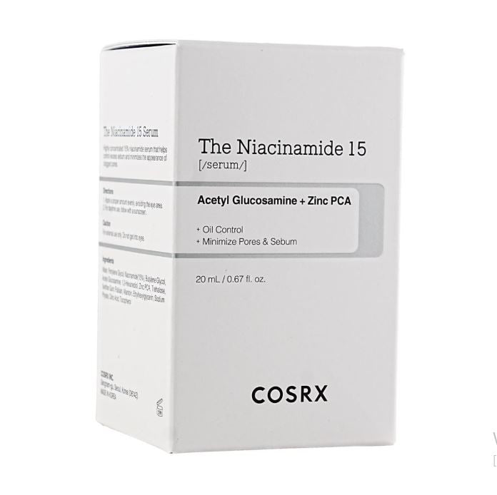 COSRX 烟酰胺 15 精华液，乙酰葡萄糖胺 + 锌 PCA，20ml - 控油，缩小毛孔和皮脂