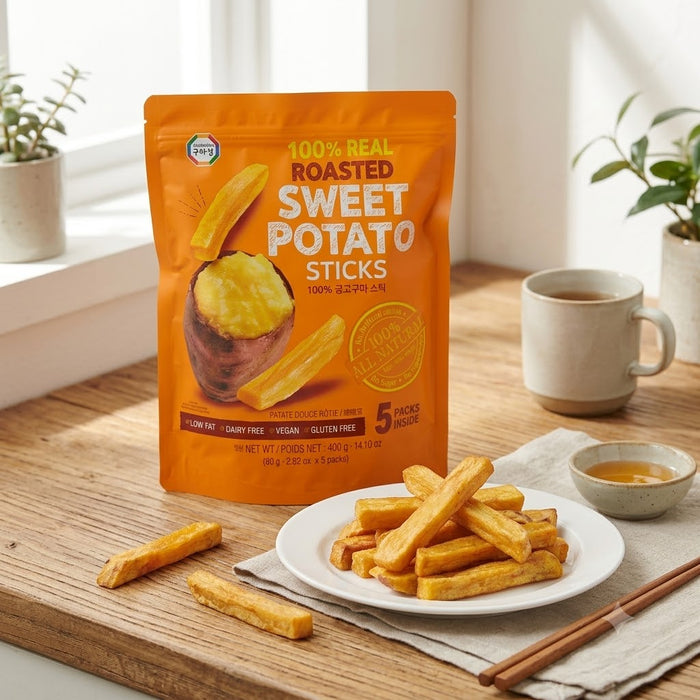 100% Real Roasted Sweet Potato Sticks 400g (80g × 5 Packs) – Korean Vegan Gluten Free Sweet Potato Snack