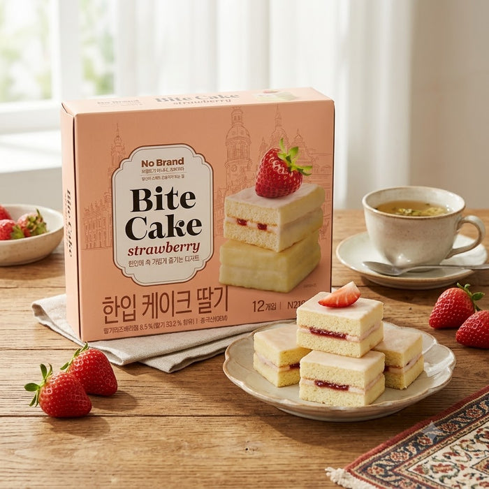 NOBRAND Bite Cake Strawberry Soft Sponge Cake with Strawberry Jam 312g (26g × 12)