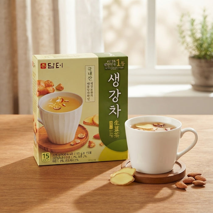 DAMTUH Ginger Tea Plus Korean Instant Tea with Nuts & Jujube 225g (15g × 15 Sticks)