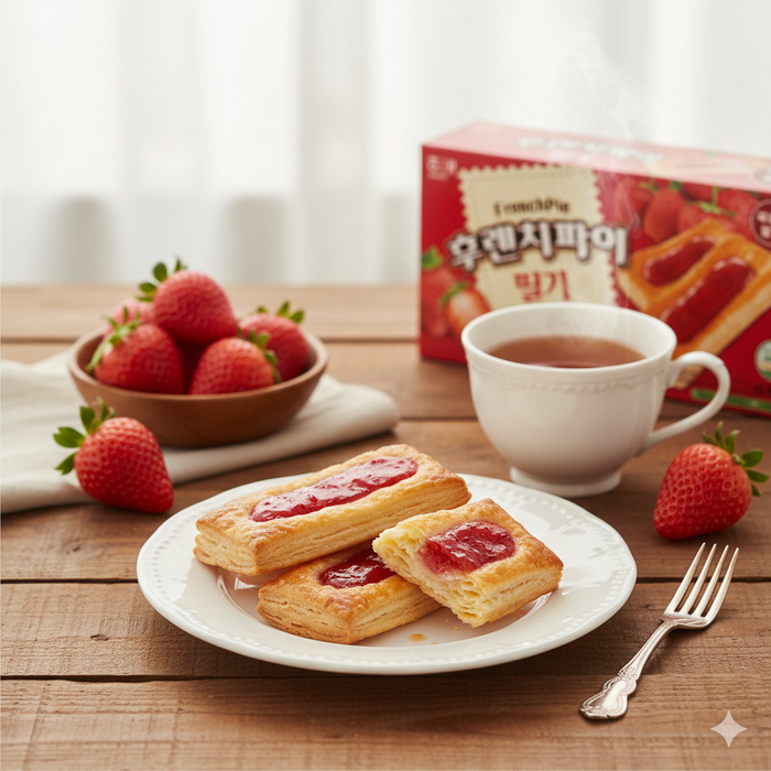 HAITAI French Pie Strawberry 64-Layer Korean Flaky Pastry Snack 192g