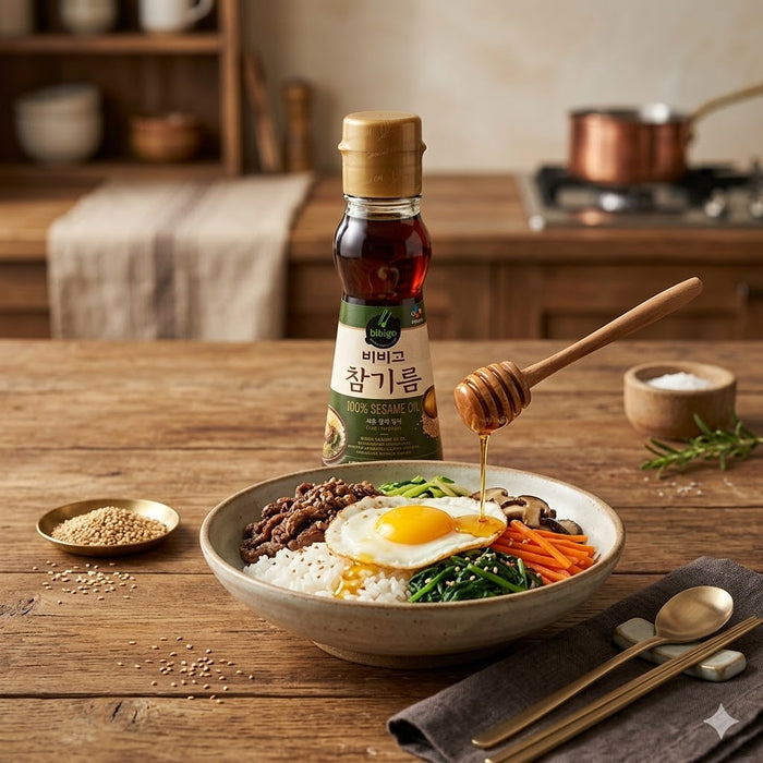 CJ Bibigo Sesame Oil Premium Roasted Korean Sesame Oil Cooking Seasoning 160ml