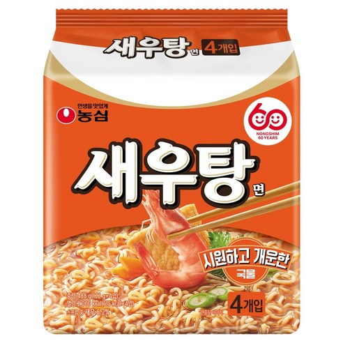 농심 새우탕면 멀티 122g × 4개