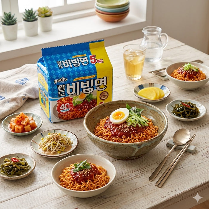 PALDO Bibimmen Korean Spicy Sweet Cold Noodles Multipack 130g × 5