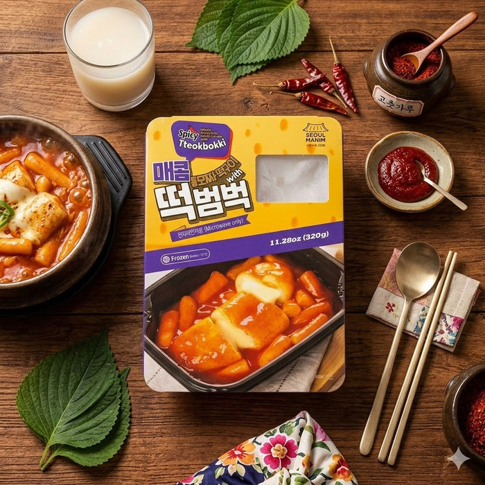 RODEM Spicy Whole Mozzarella Tteokbokki Frozen Korean Rice Cake Meal Microwave Ready 320g